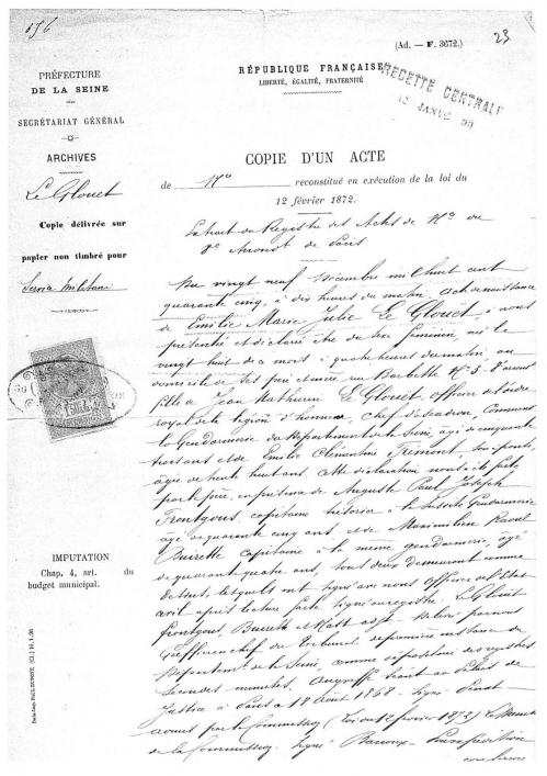 1845 acte de naissance emilie