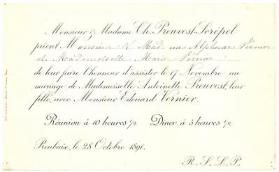 1891 invitation mariage