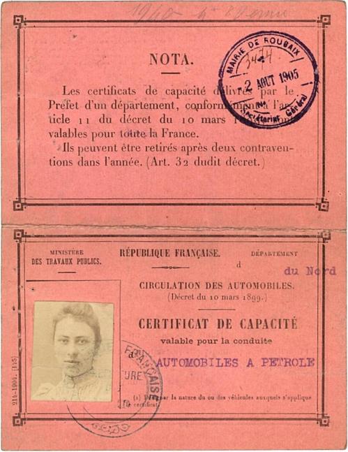 1905 antoinette permis conduire