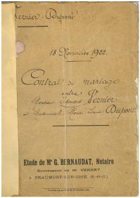 1922 11 18 vernier dupont contrat mariage 1