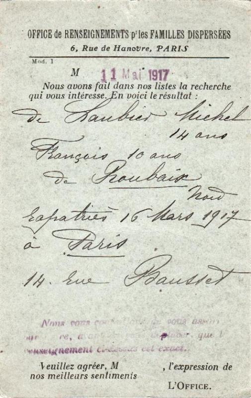 Fiche de rapatriement 1